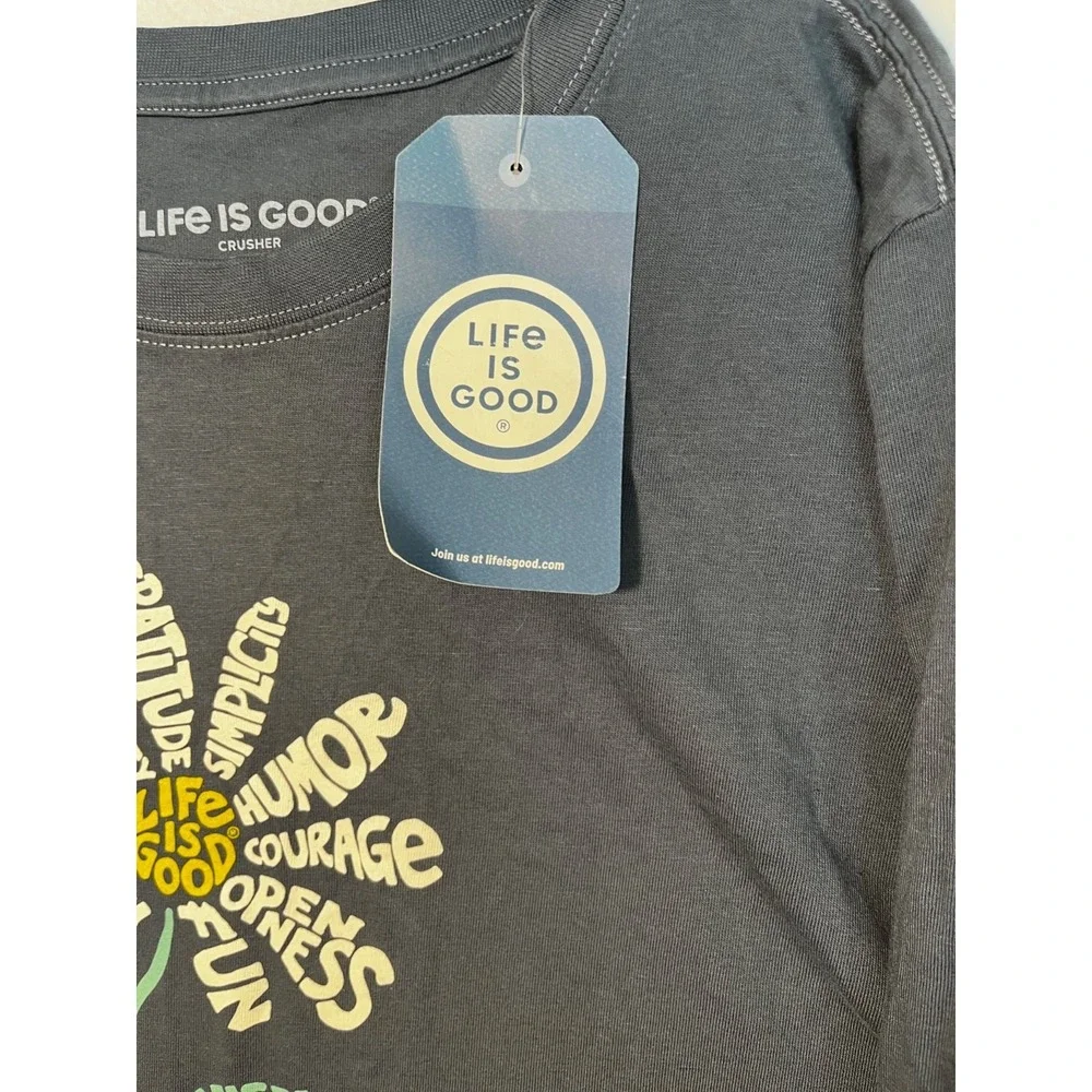 NWT Life is Good The Art of Optimism Blue Long  Sleeve Daisy Tee XL - Picture 5 of 8